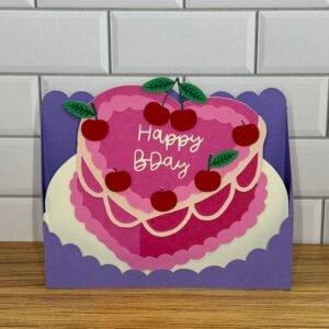 Heart Cake with Cherries Pop-Up Card