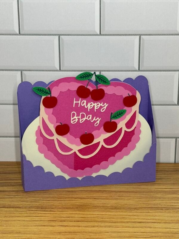 Heart Cake with Cherries Pop-Up Card - Image 3