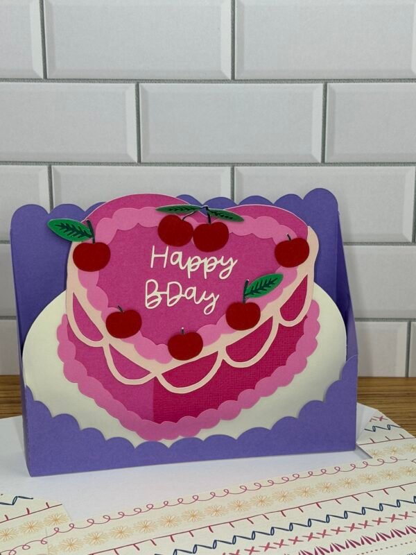 Heart Cake with Cherries Pop-Up Card - Image 5